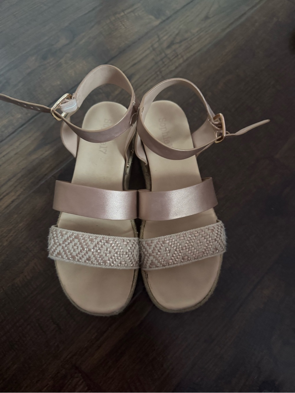 Beaded Ankle-Strap Sandals in Blush